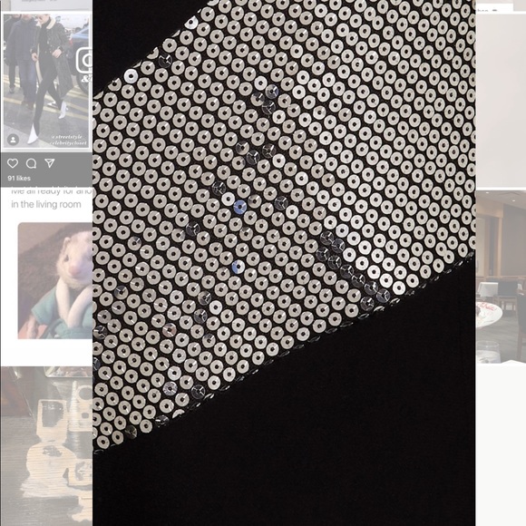 RASARIO ONE SLEEVE SEQUIN EMBELLISHED CREPE GOWN - Picture 5 of 5